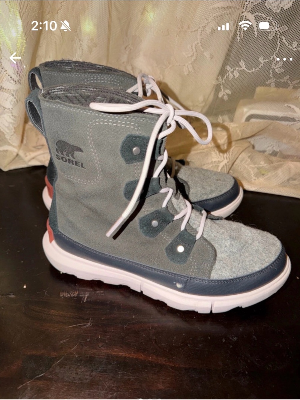 Sorel Kids' Gray and Navy Lace-Up Winter Boots